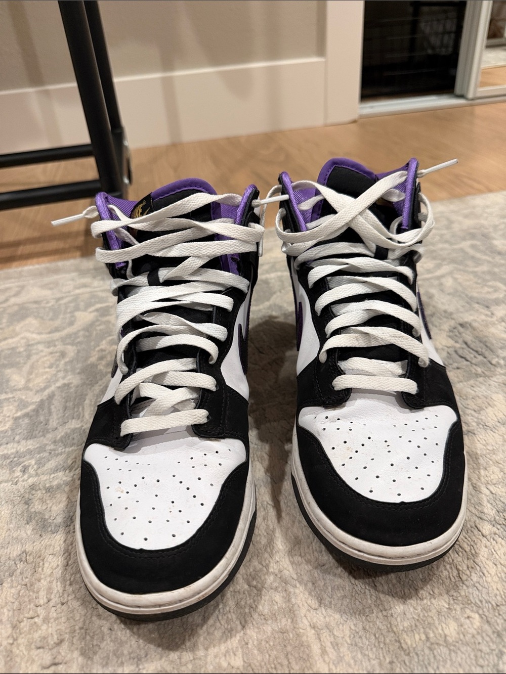 Nike Black White Purple High-Top Sneakers